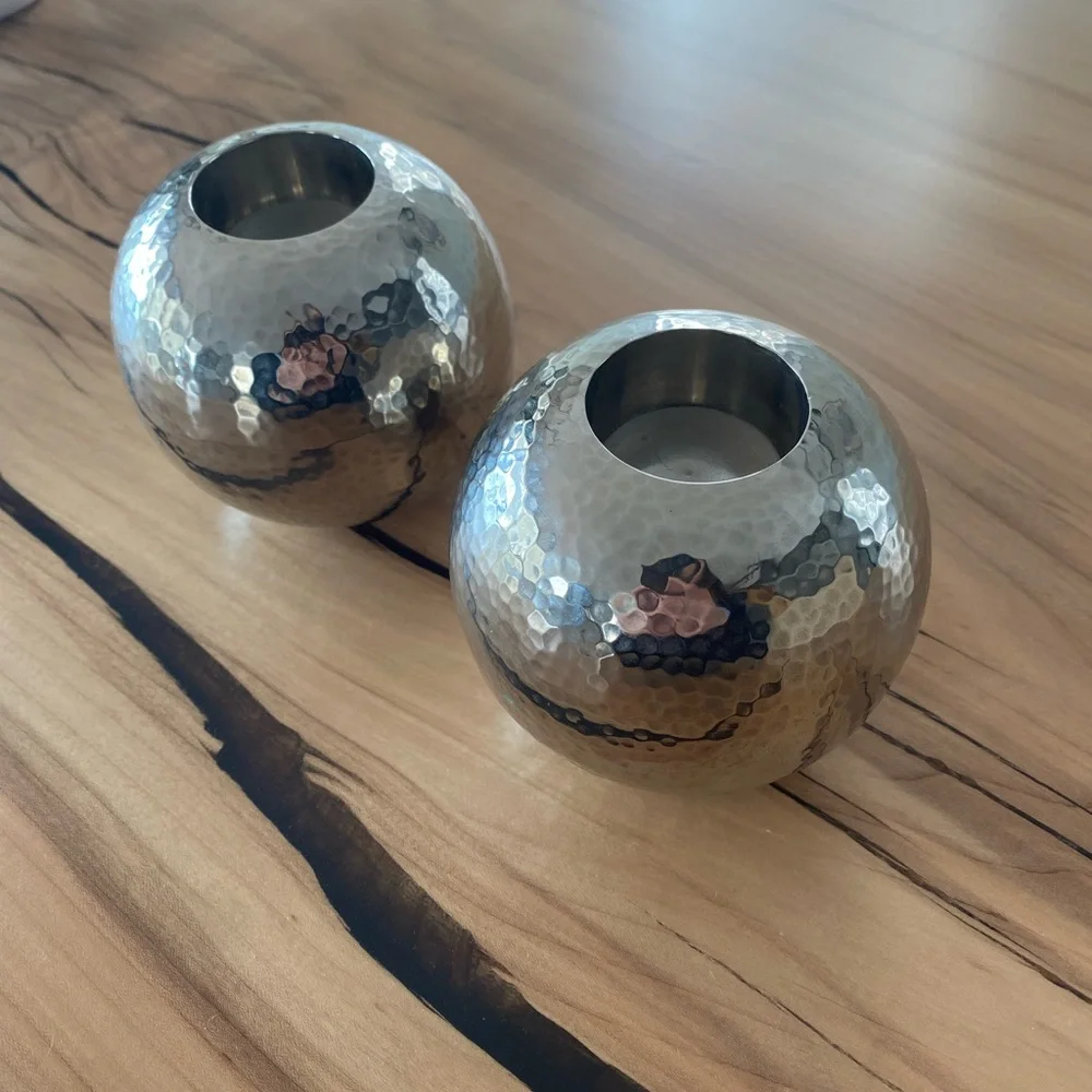 West Elm Hammered Silver Tea 💡 Holders